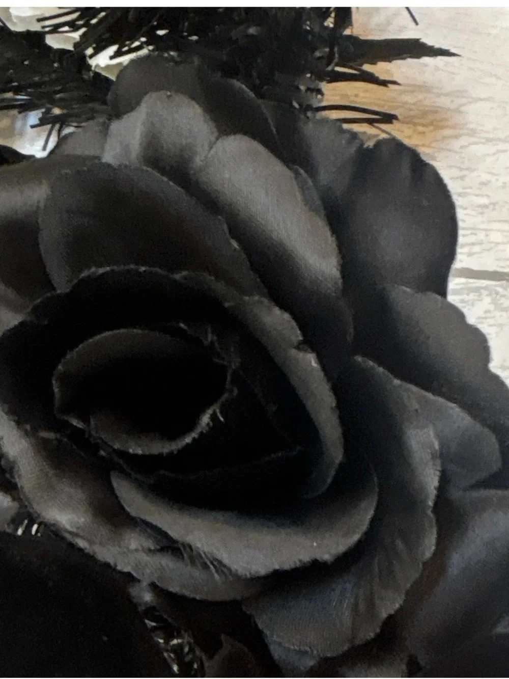 New 6 ft Ashland Artificial Halloween Black Rose White Peony Garland-Velvet Bats